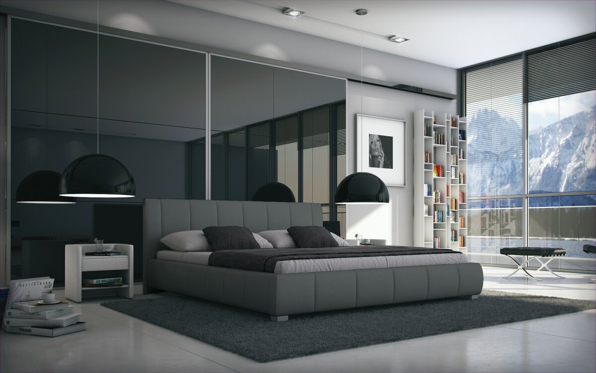 Sedex Bett Luna 140x200cm Kunstleder grau - Bild 1