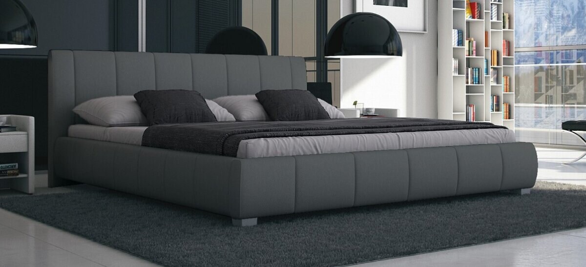 Sedex SEDEX Luna Polsterbett 140 x 200 cm Grau Kunstleder Designerbett