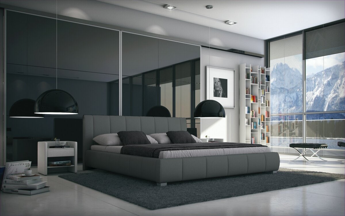 Sedex Bett Luna 160x200cm Kunstleder grau - Bild 1