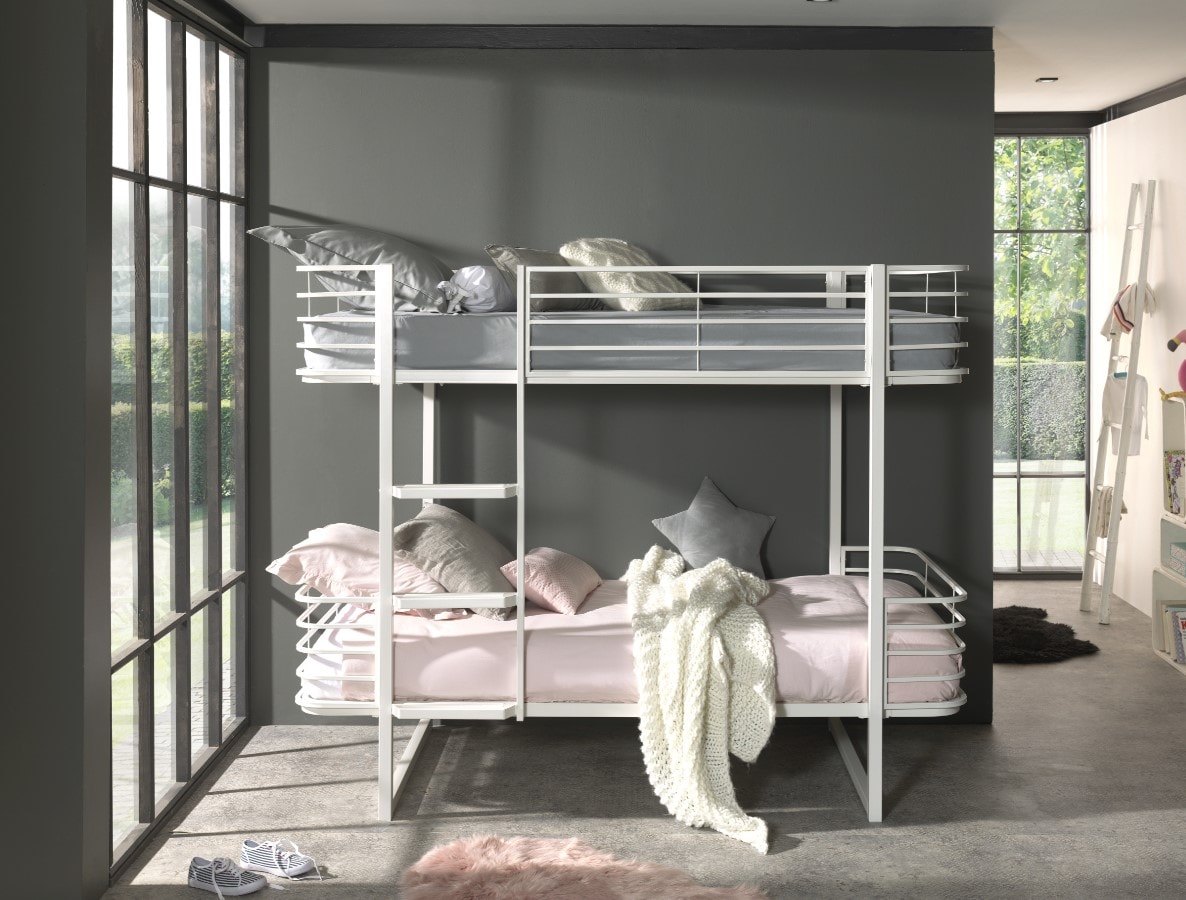 Etagenbett Metall Oscar, 2 Liegefl&auml;chen 90 x 200 cm, Wei&szlig; - Bild 1