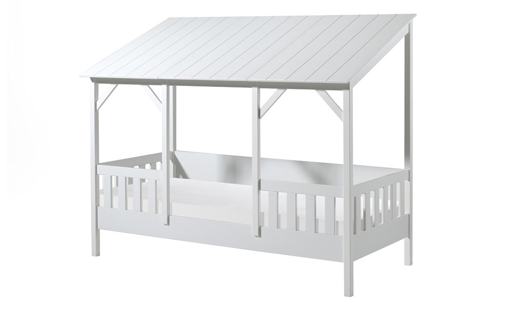 Hausbett mit 90 x 200 cm Liegefl&auml;che, Dach in Wei&szlig; - Bild 1