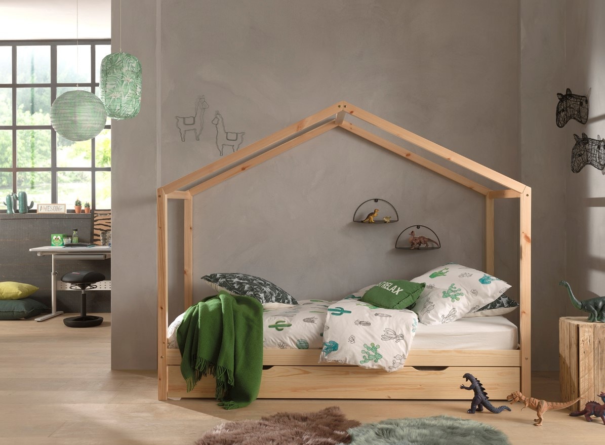 Dallas 3 Hausbett 90 x 200 cm Liegefl&auml;che inkl. Bettschublade, Natur - Bild 1