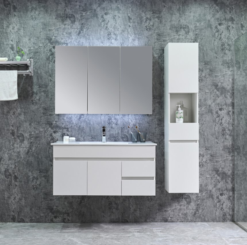 Sanotechnik BZ-SET "BELLUNO WEISS" MIT HOCHSCHRANK - versch. Ausf&uuml;hrungen - Bild 1