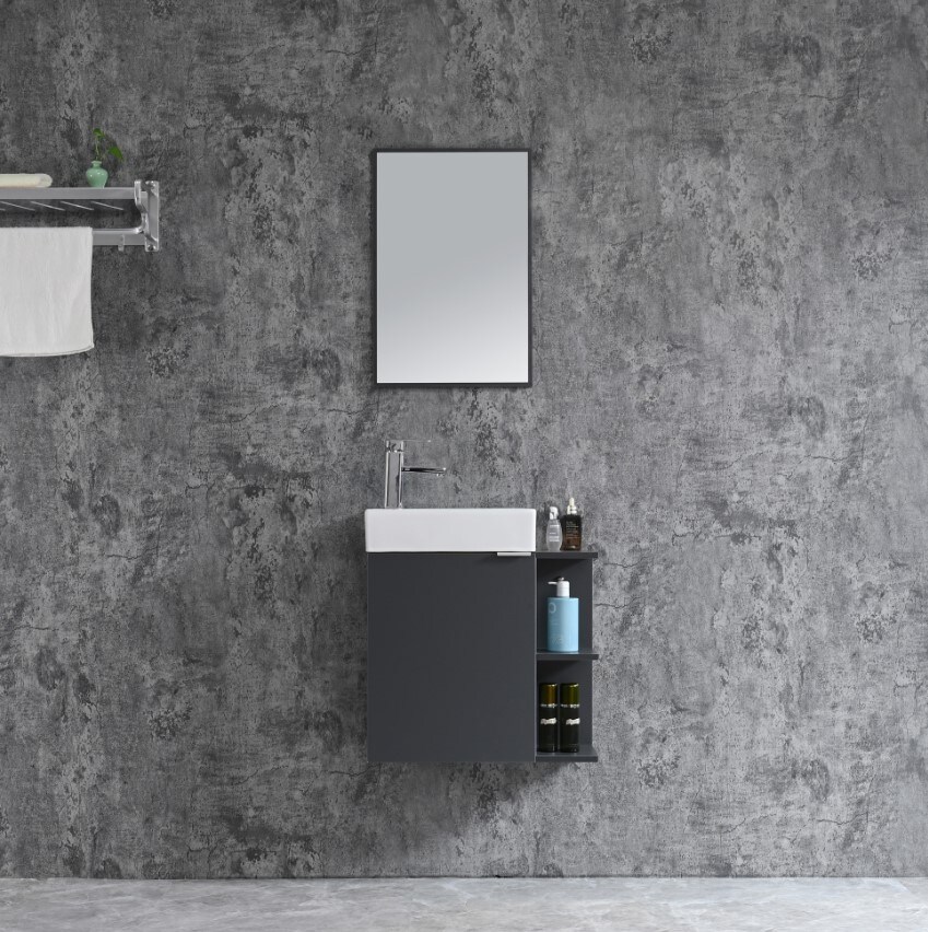 Sanotechnik Cloud 55x60cm grau Unterschrank + WT + Spiegel - versch. Auf&uuml;hrungen - Bild 1