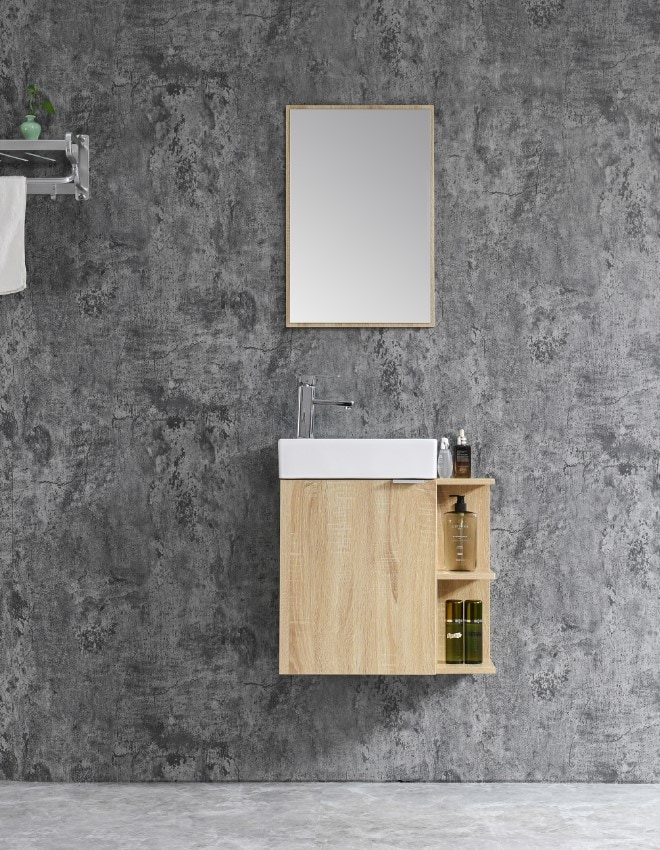 Sanotechnik Cloud 55x60cm braun Unterschrank + WT + Spiegel - versch. Auf&uuml;hrungen - Bild 1