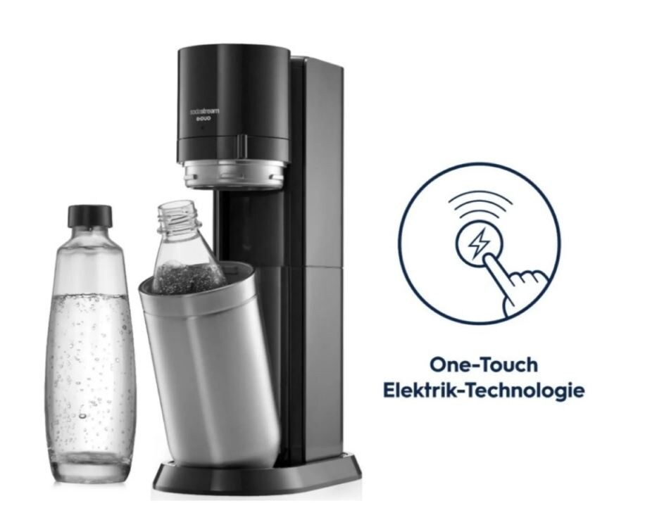 E-DUO Wassersprudler titan, Standard Pack inkl 1x Glasflasche, 1x PET-Flasche, 1x Quick-Connect Zylinder