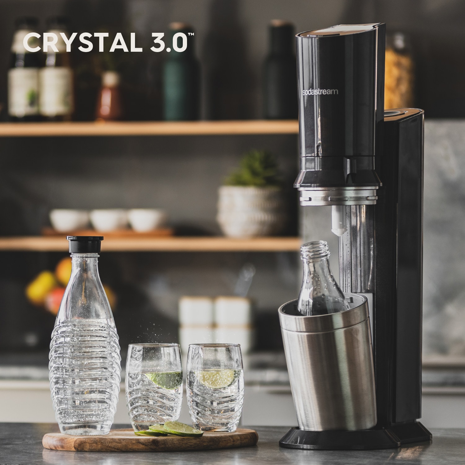 CRYSTAL 3.0 Wassersprudler titan, Bundle inkl. 3x Glasflasche, 1x Sodastream Maracuja ohne Zucker Sirup, 1x Pepsi Zero Zucker Sirup, 1x Quick-Connect Zylinder online kaufen bei Netto