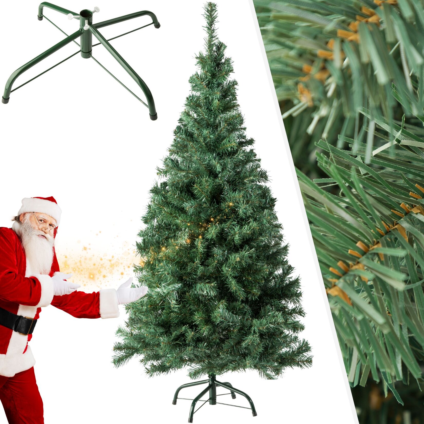 tectake® Weihnachtsbaum, verschiedene Größen, künstlich in Grün, formbar mit viel Volumen, inklusive Metallständer mit Kunststoffkappen | 04260552088246