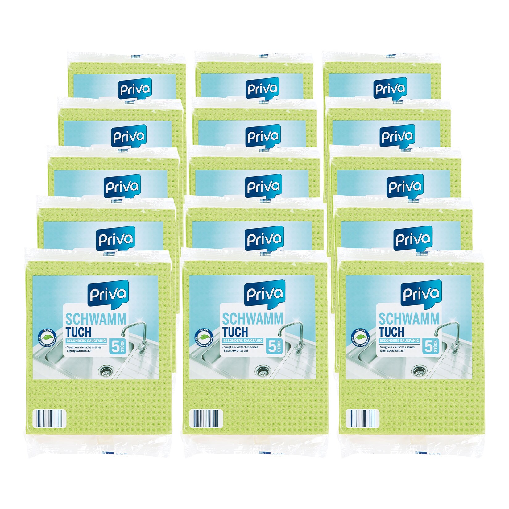 Priva Schwammtuch 5 St&uuml;ck, 15er Pack - Bild 1