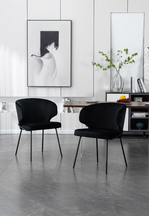 HOME DELUXE Esszimmerstuhl Samt Schwarz AMARA 9 Stück – versch. Ausführungen | 04058166278715