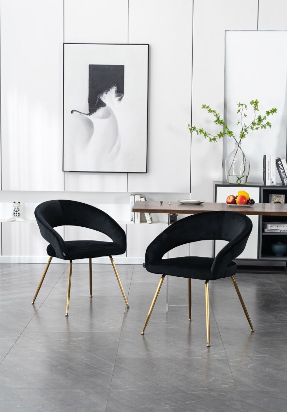 HOME DELUXE Esszimmerstuhl Samt Schwarz LYRIC 1 St&uuml;ck - versch. Ausf&uuml;hrungen - Bild 1