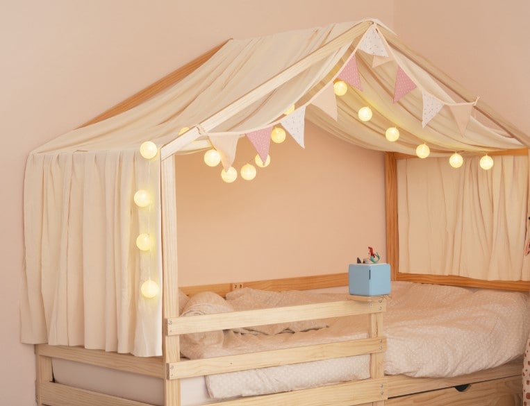 HOME DELUXE Zweiteiliger Kinderbett Vorhang VELO Creme - versch. Ausf&uuml;hrungen - Bild 1