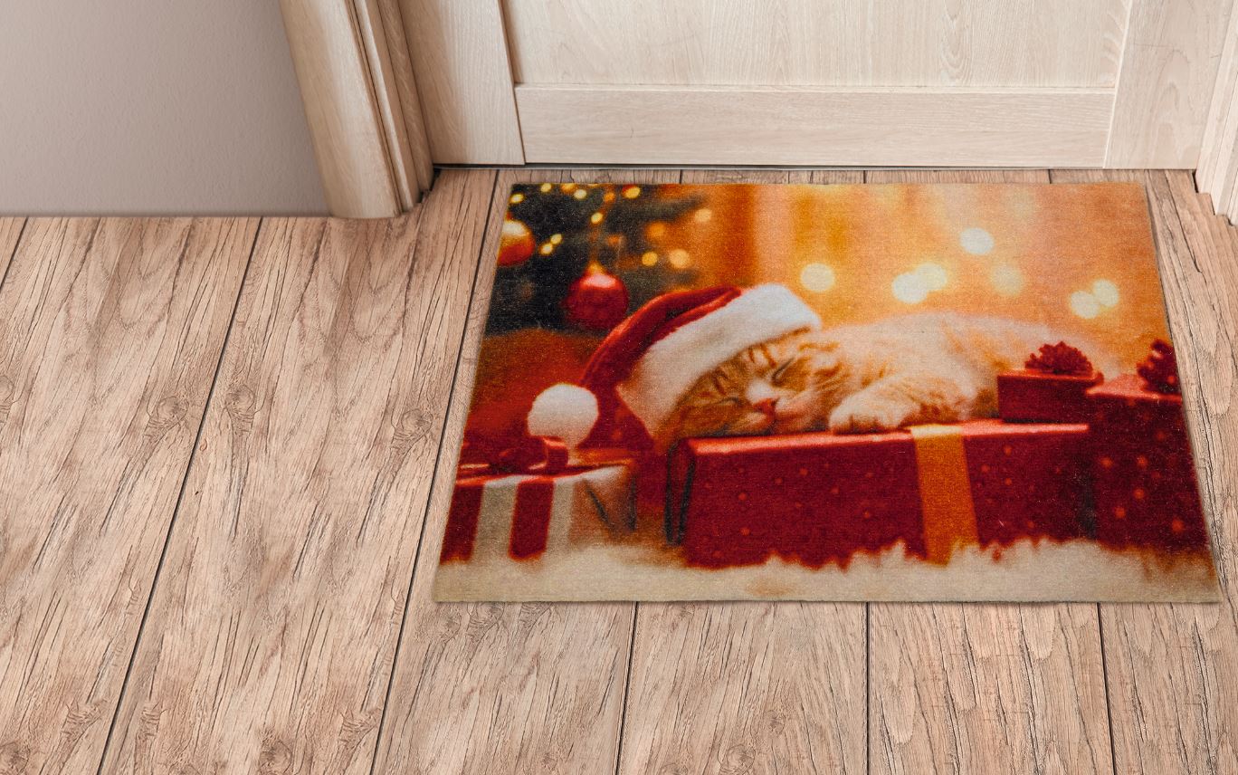 Dekor T&uuml;rmatte X-MAS -versch. Ausf&uuml;hrungen - Katze - Bild 1