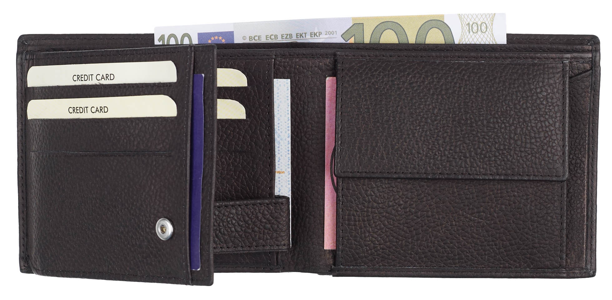 Spirit of Colours Ledergeldb&ouml;rse - Querformat mit Innenriegel, schwarz - Bild 1