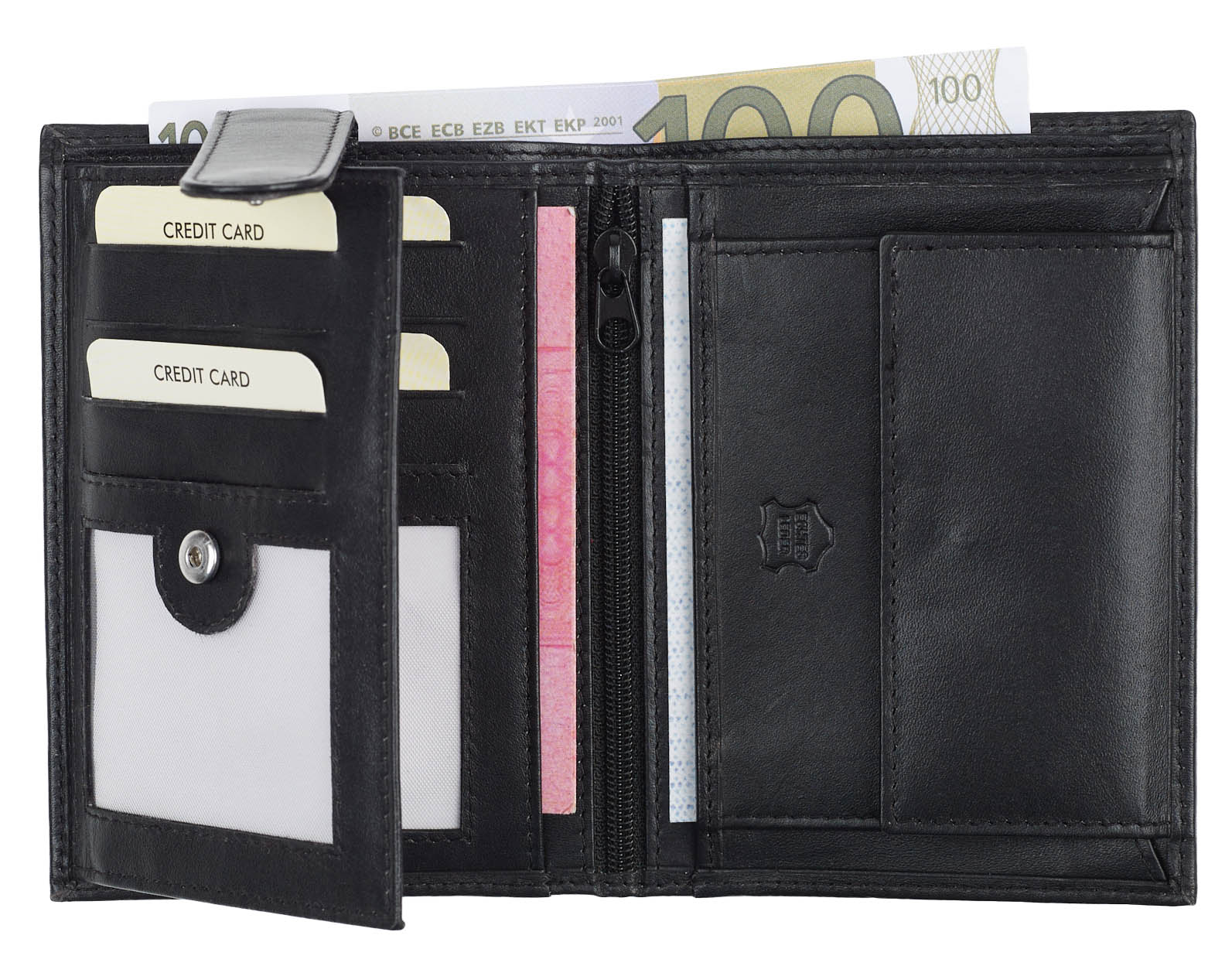 Spirit of Colours Ledergeldb&ouml;rse - Hochformat mit Innenriegel, schwarz - Bild 1