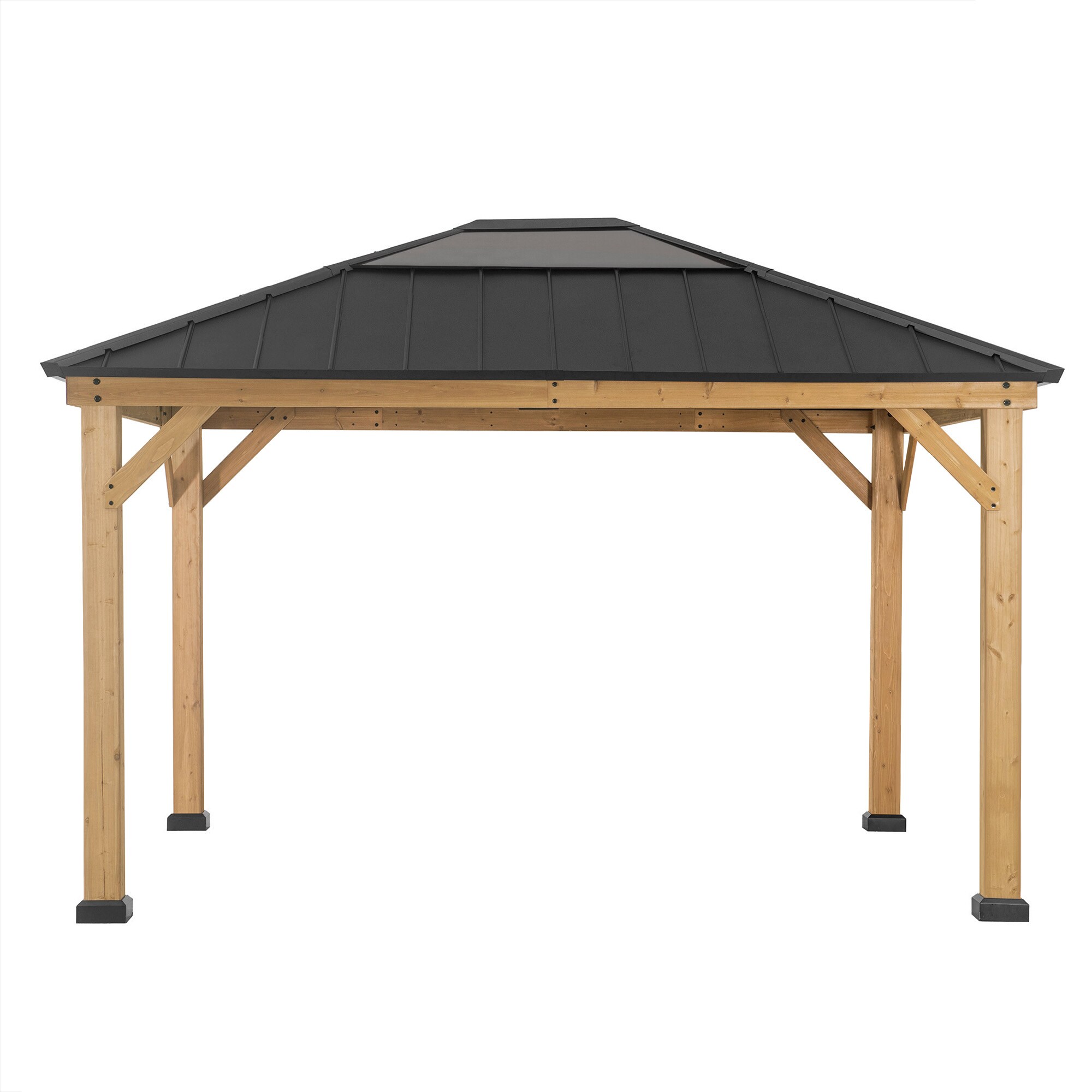 Sunjoy Zedernholz Gazebo BRURI - 336cm x 394cm, anthrazit - Bild 1