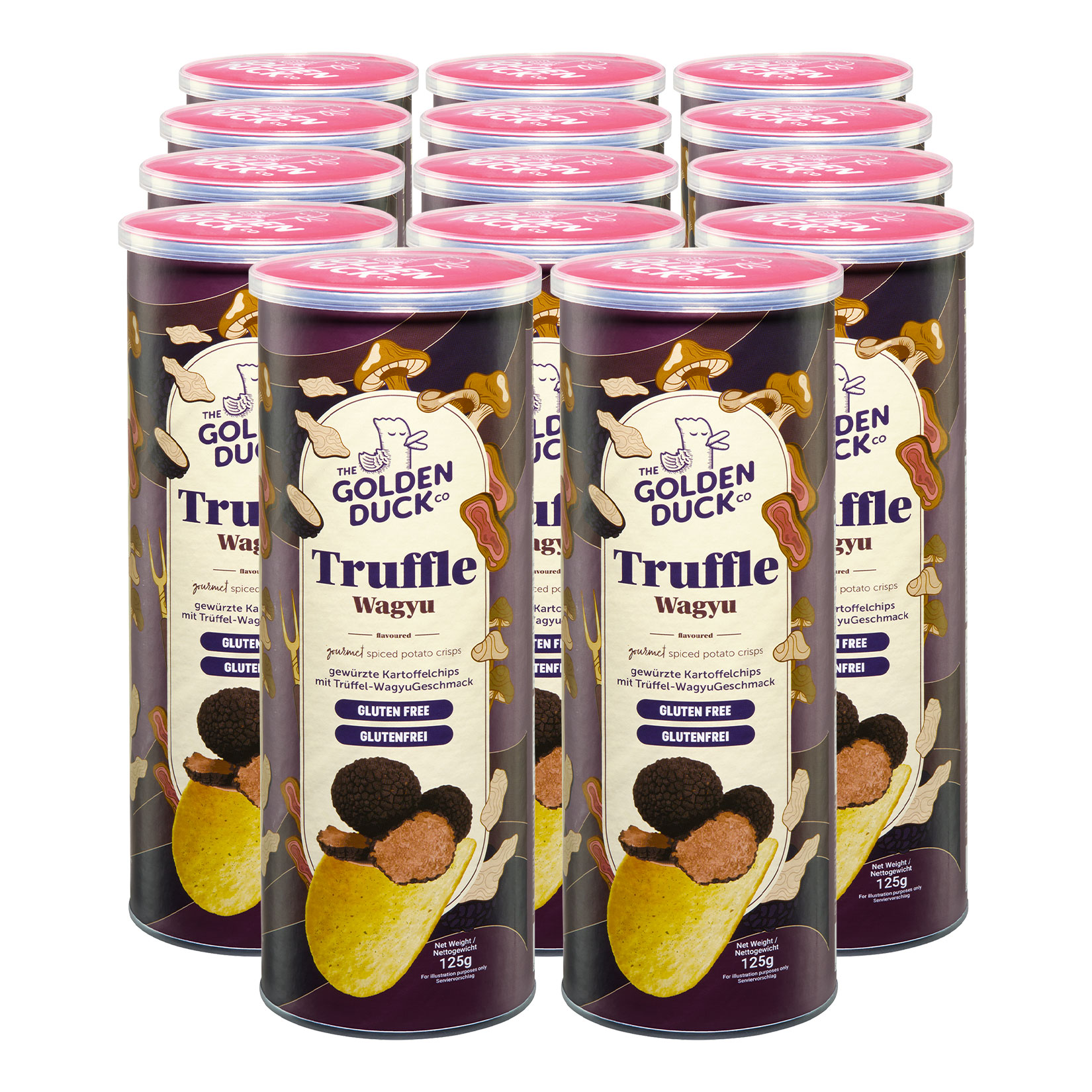The Golden Duck Stapelchips Tr&uuml;ffel Wagyu 125 g, 14er Pack - Bild 1