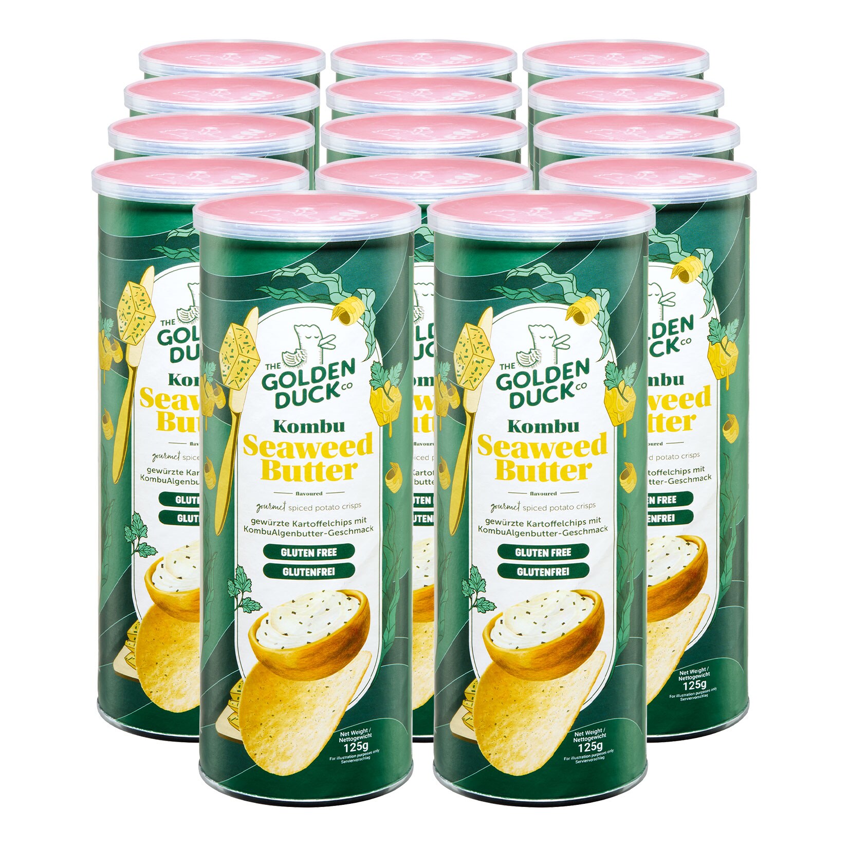 The Golden Duck Stapelchips Kombu Algenbutter 125 g, 14er Pack - Bild 1