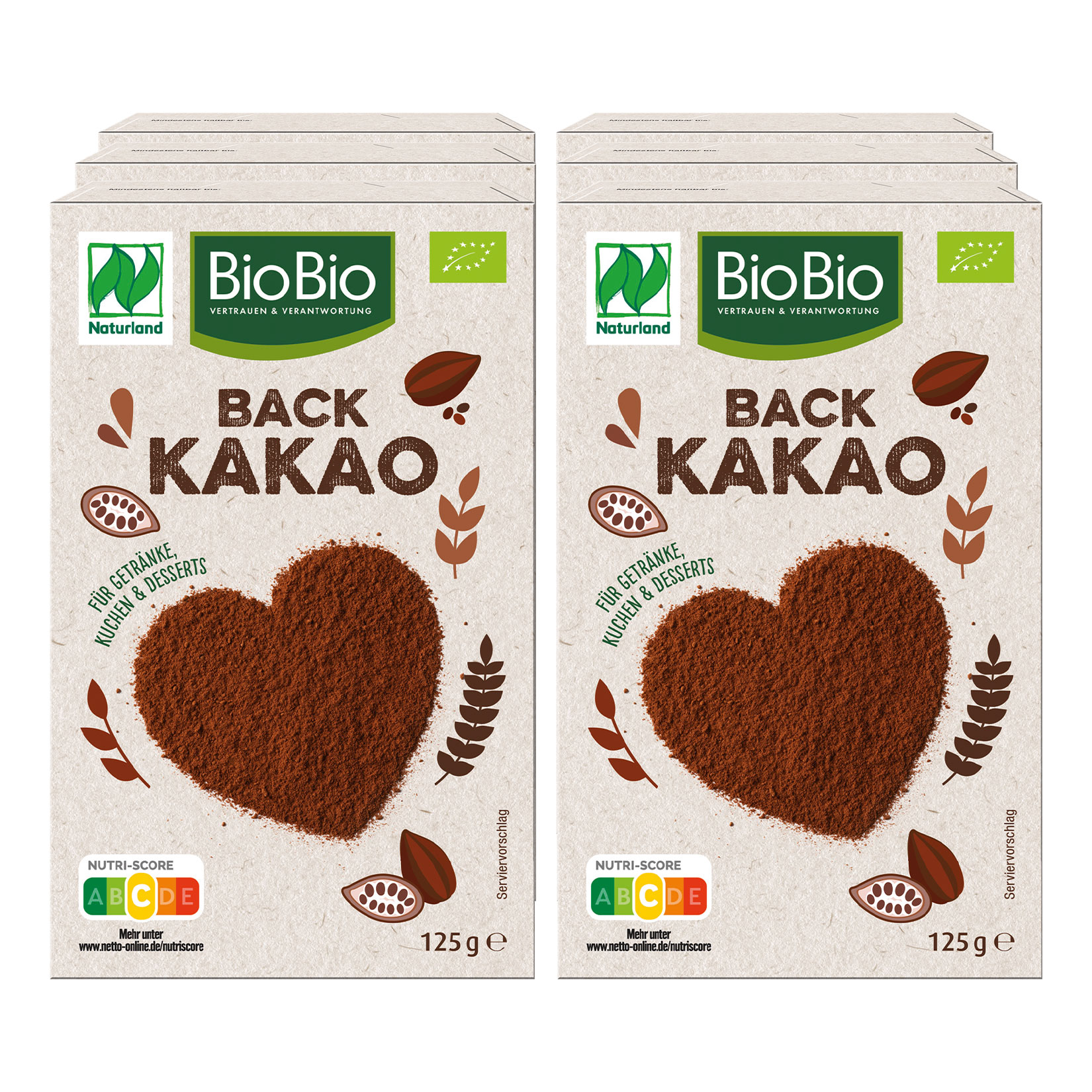 BioBio Backkakao 125 g, 6er Pack - Bild 1