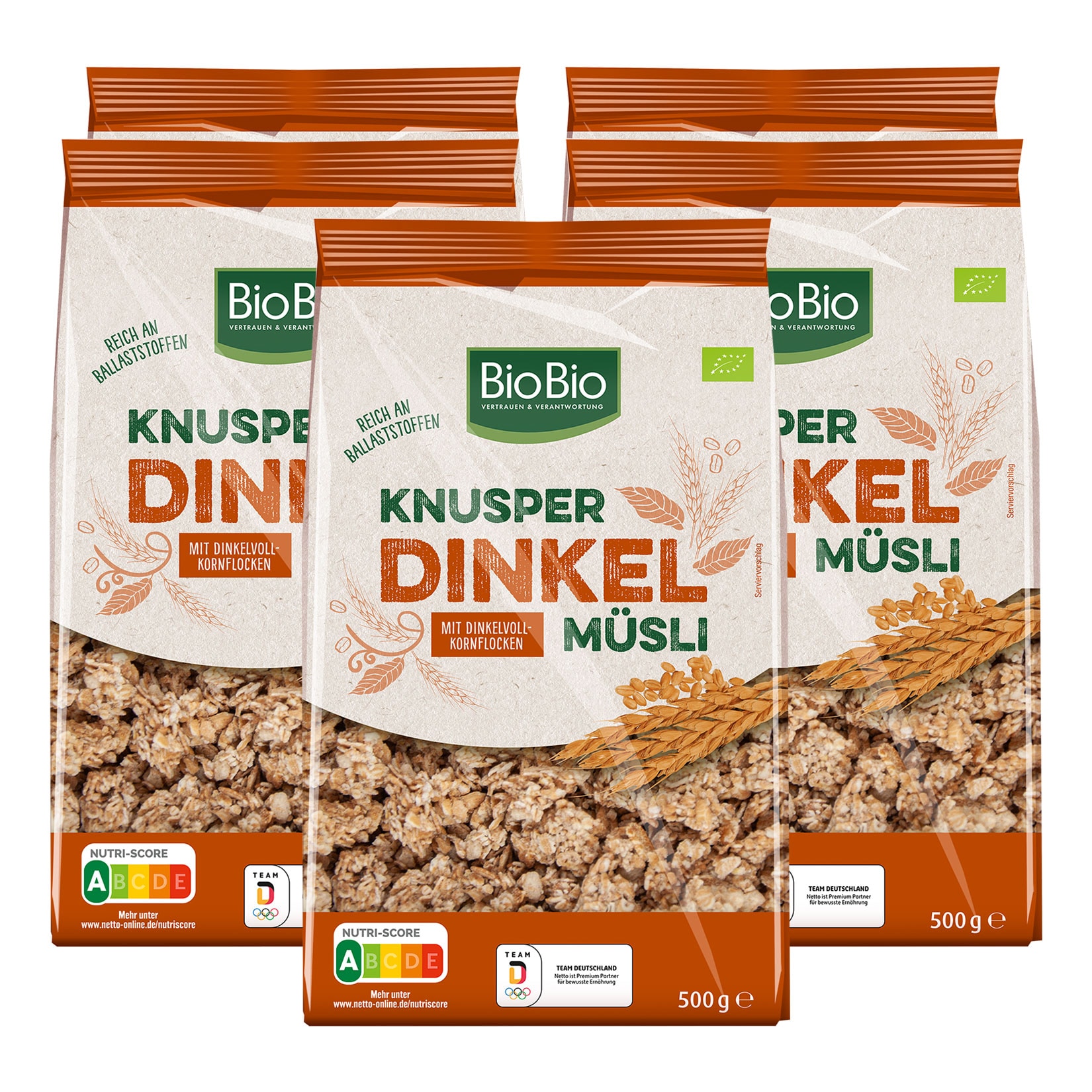 BioBio Knusper Dinkel M&uuml;sli 500 g, 5er Pack - Bild 1