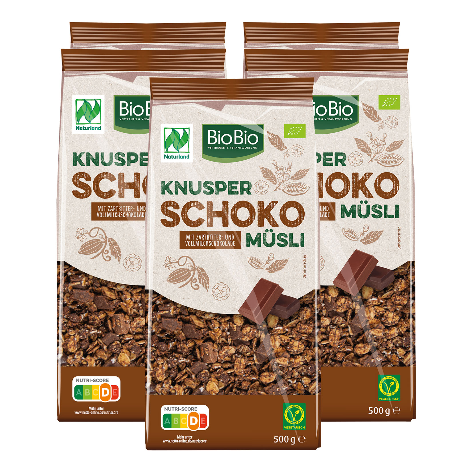 BioBio Knusper Schoko M&uuml;sli 500 g, 5er Pack - Bild 1