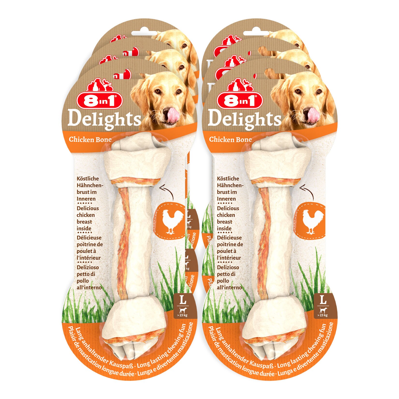 8in1 Delights Kauknochen L 85 g, 6er Pack - Bild 1