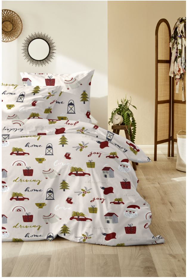Vario Feinbiber-Bettw&auml;sche X-Mas Edition Design -135x200 cm -Driving Home - Bild 1