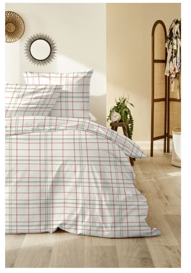 Vario Feinbiber-Bettw&auml;sche X-Mas Edition Design - 135x200 cm -Karo - Bild 1