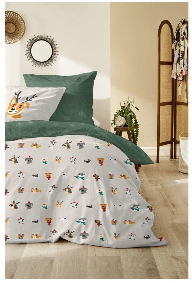 Vario Feinbiber-Bettwäsche X-Mas Edition Design – 155×220 cm – Tiere | 04002895192989