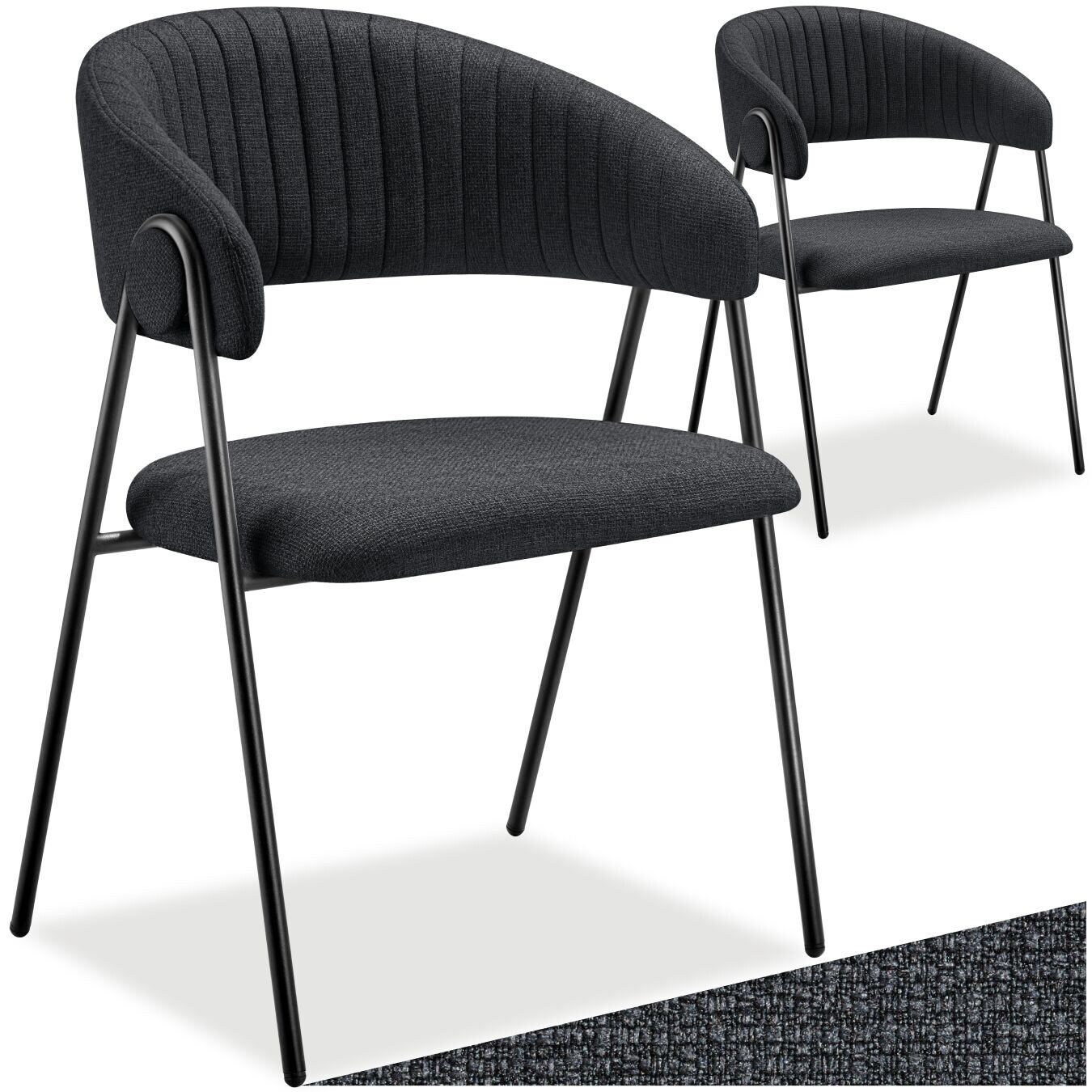 tectake® Armlehnstuhl, Webstoff, gepolstert, schlanke Stahlbeine, 60 x 58 x 85 cm