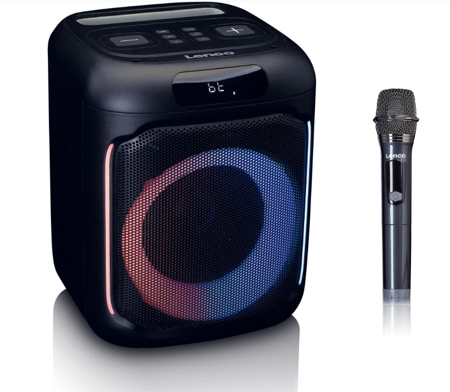 Lenco PA-101BK - Bluetooth&reg; Party-Lautsprecher mit LED-Lichteffekten - 100W RMS, USB, 14 Stunden Batterielaufzeit - Schwarz - Bild 1