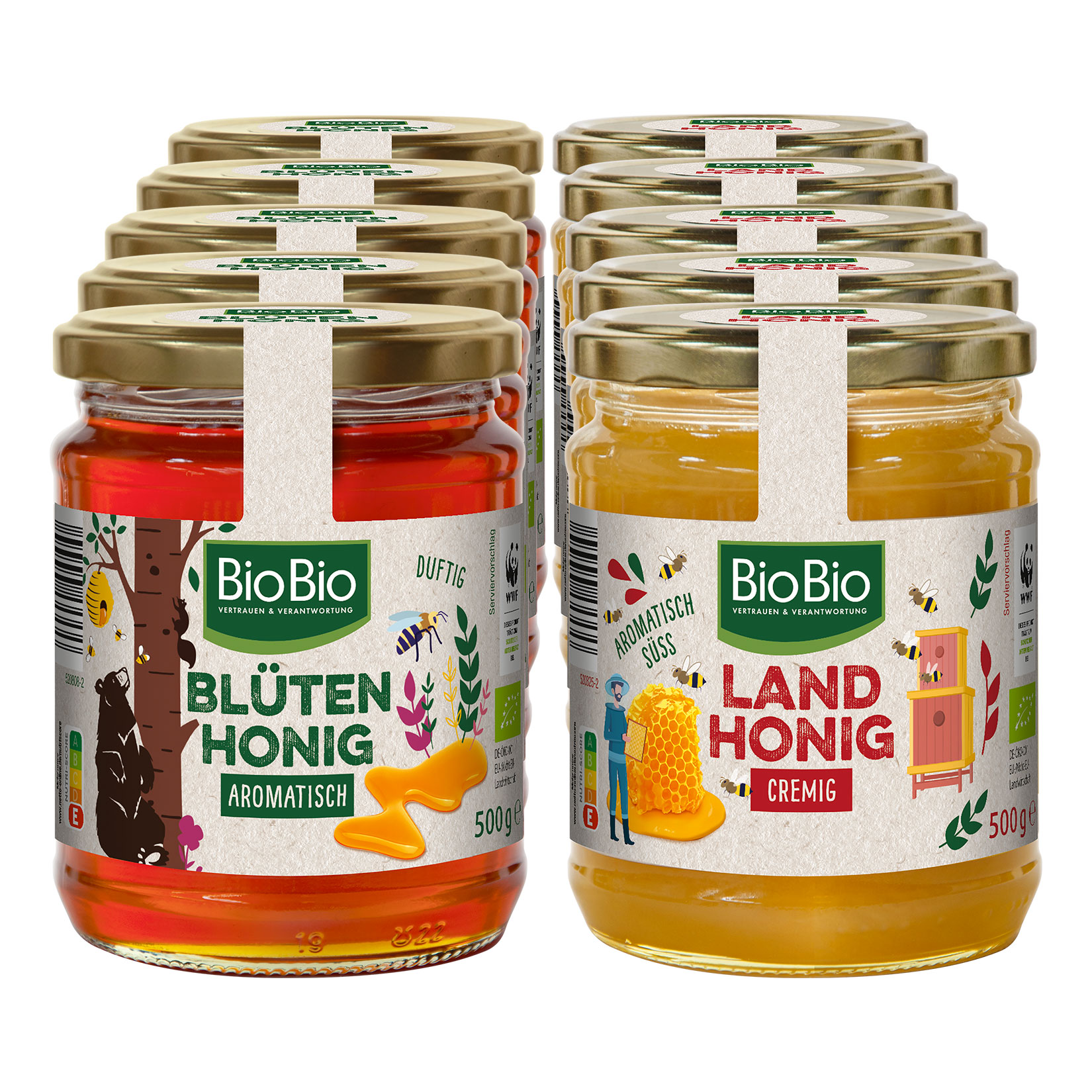 BioBio Honig 500 g, verschiedene Sorten, 10er Pack - Bild 1