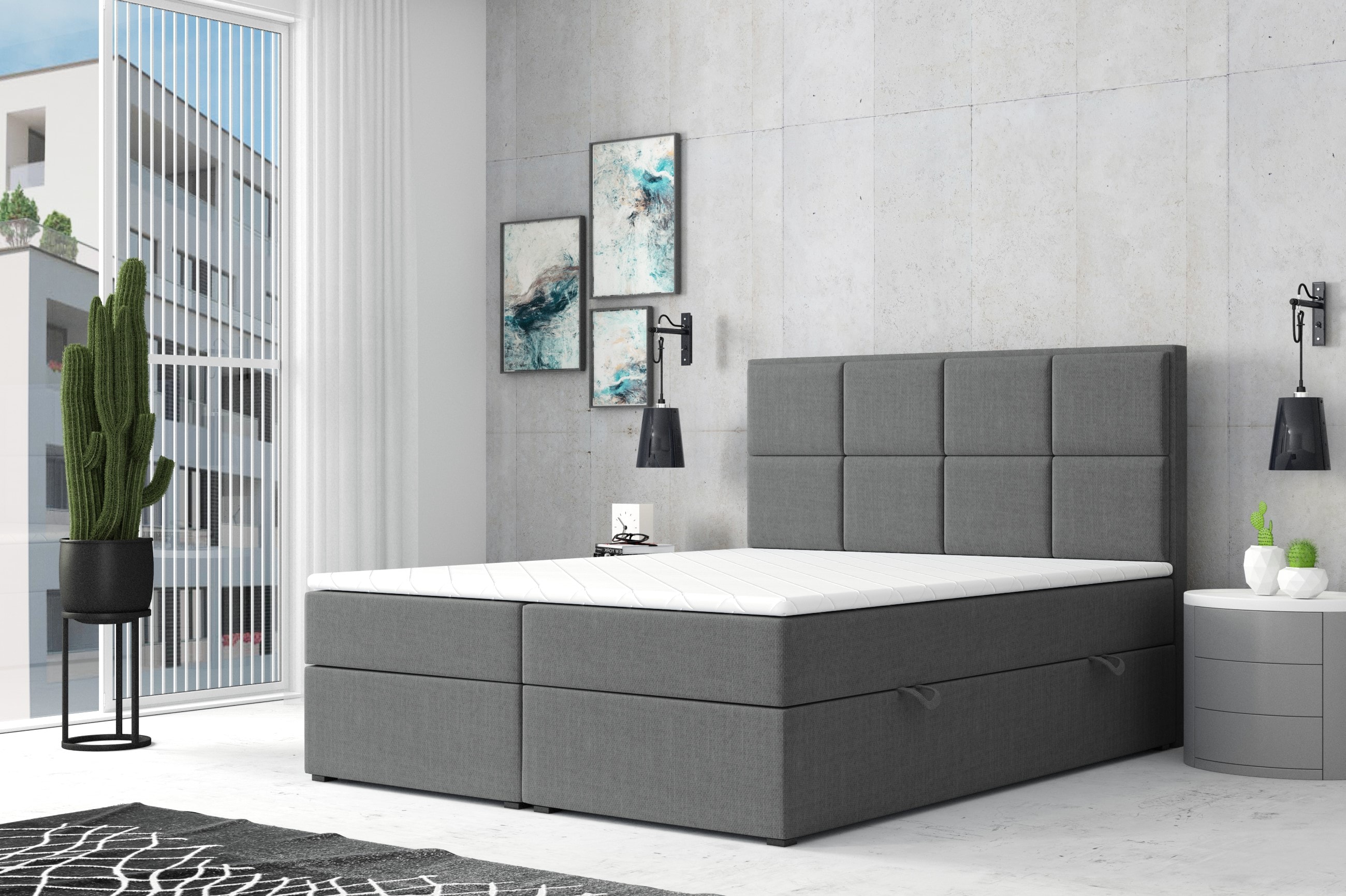 M-Punkt GmbH Boxspringbett NEAPEL mit Bettkasten 180 x 200 cm Anthrazit - versch. Ausf&uuml;hrungen - Bild 1