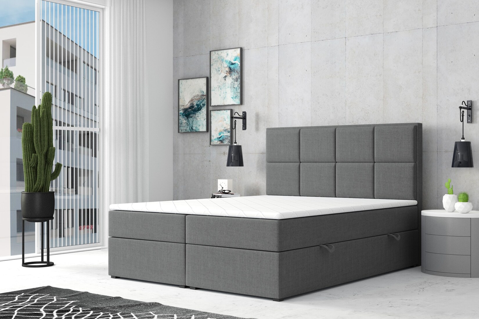 M-Punkt GmbH Boxspringbett NEAPEL mit Bettkasten 180 x 200 cm Anthrazit – versch. Ausführungen | 04262413691350