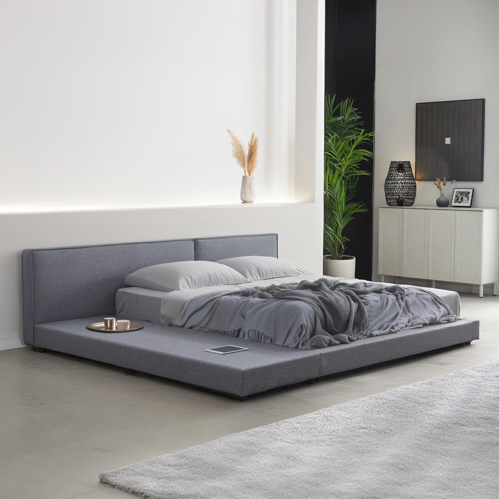 HOME DELUXE Bett mit Ablage GALAXIS 180×200 cm Grau ohne Matratze – versch. Ausführungen | 04058166293398