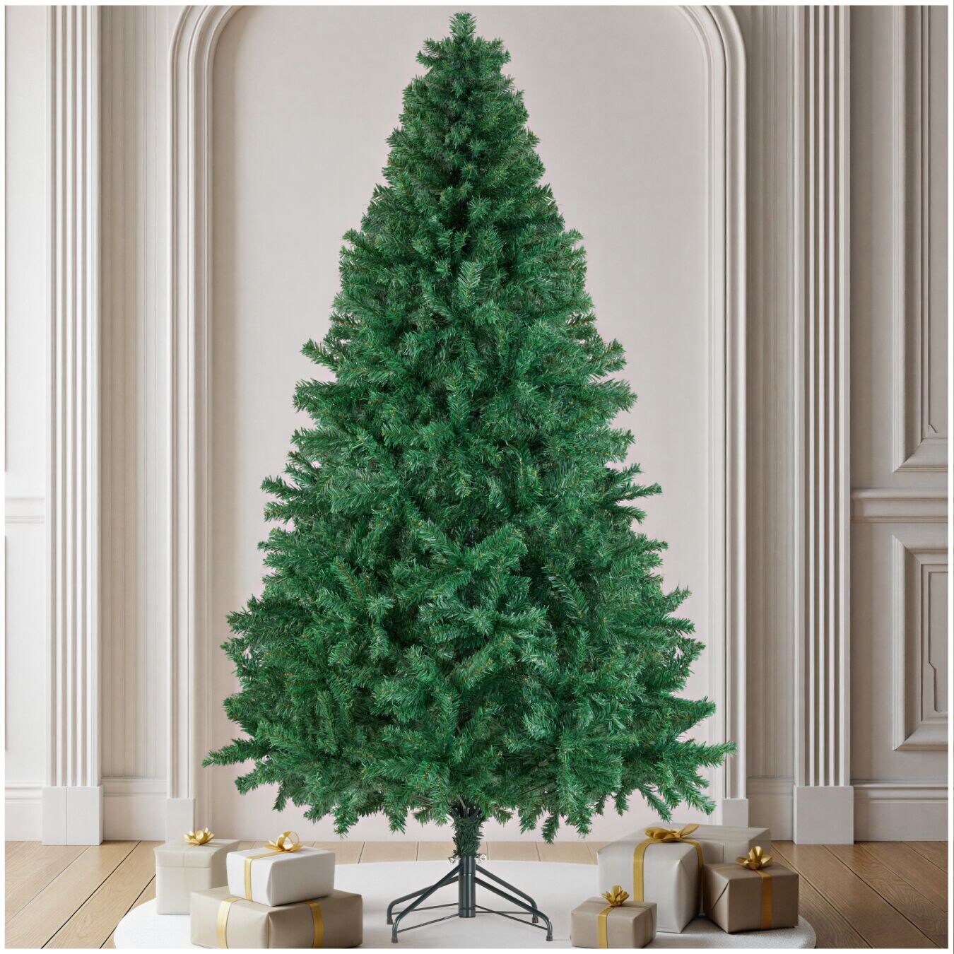 tectake® Weihnachtsbaum , künstlich in Grün, mit dichten Nadeln, formbar mit viel Volumen, pulverbeschichteter Metallständer mit Kunststoffkappen