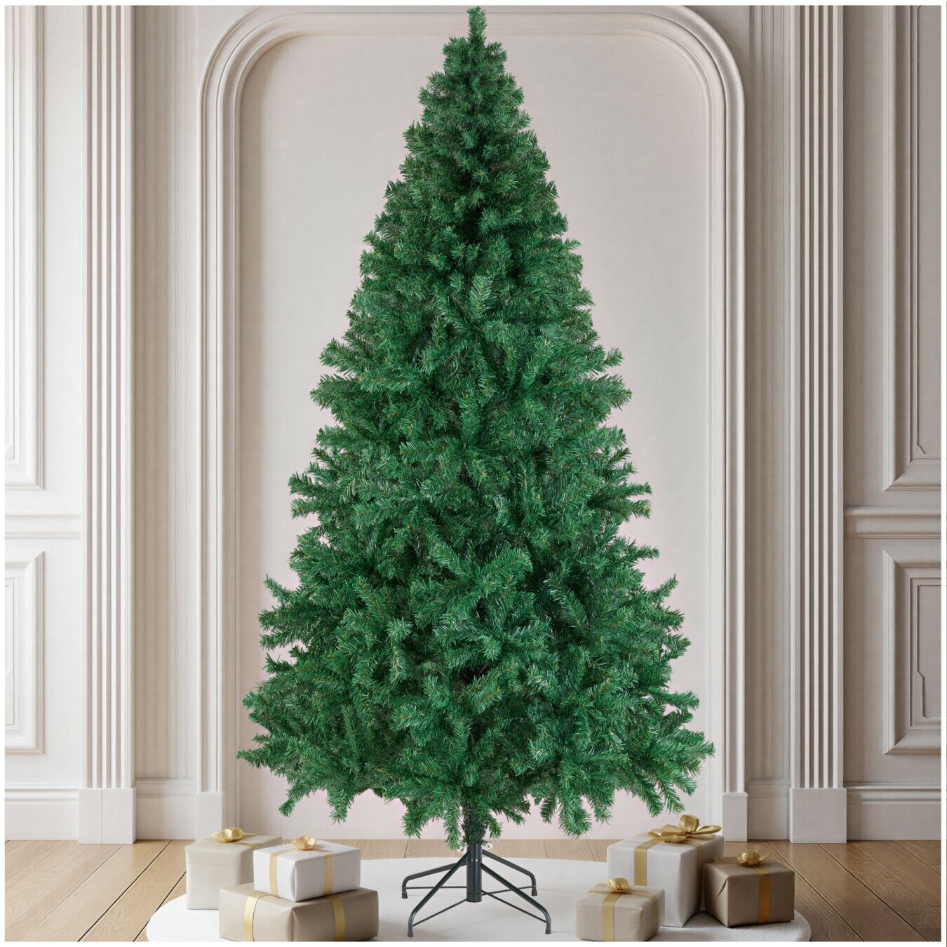 tectake® Weihnachtsbaum , künstlich in Grün, mit dichten Nadeln, formbar mit viel Volumen, pulverbeschichteter Metallständer mit Kunststoffkappen
