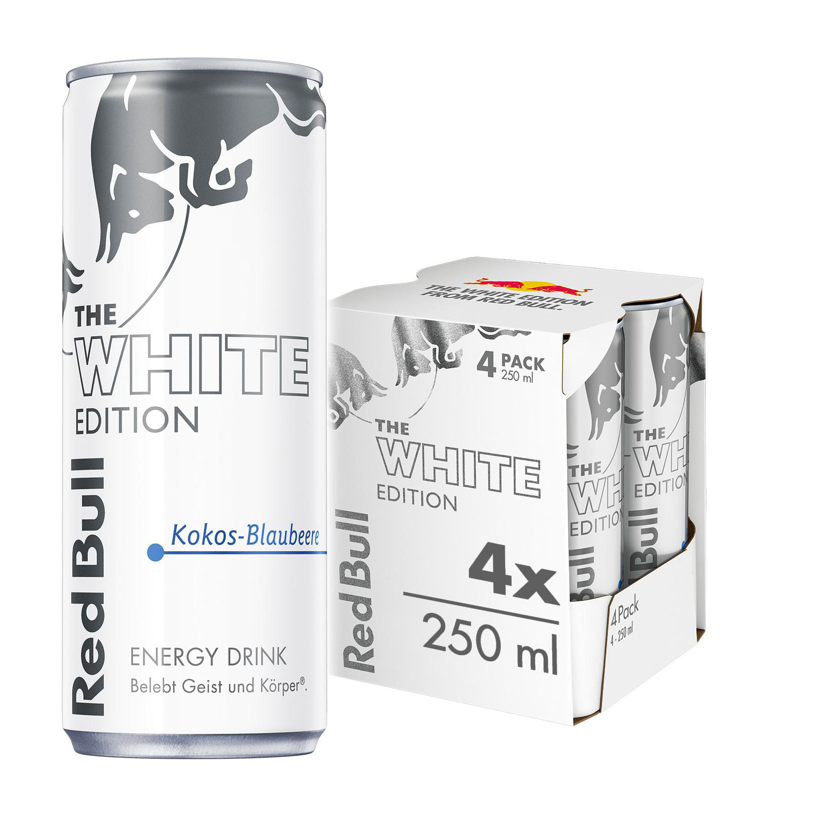 Red Bull Energy Drink White Edition Kokosnuss Blaubeere 0,25 Liter Dose, 4er Pack - Bild 1