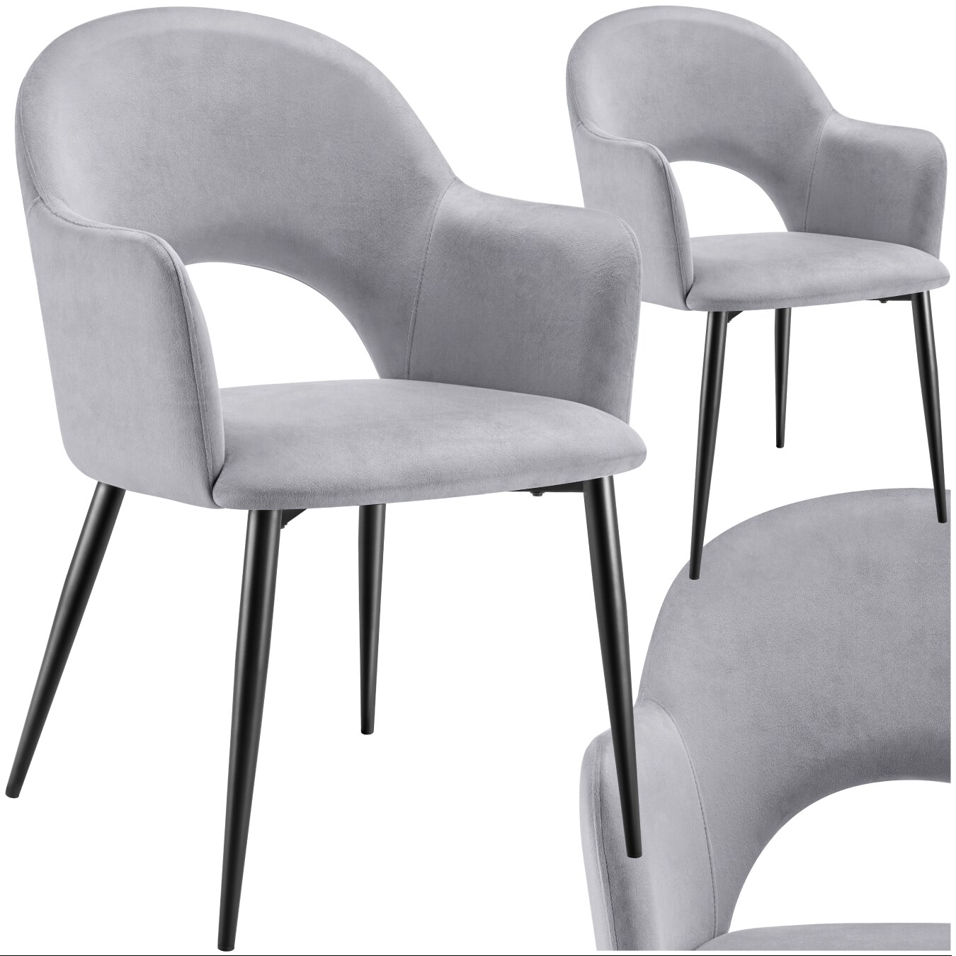 tectake® Armlehnstuhl, in Samtoptik, gepolstert, pulverbeschichtete Stahlbeine, 57 x 61,5 x 87,5 cm