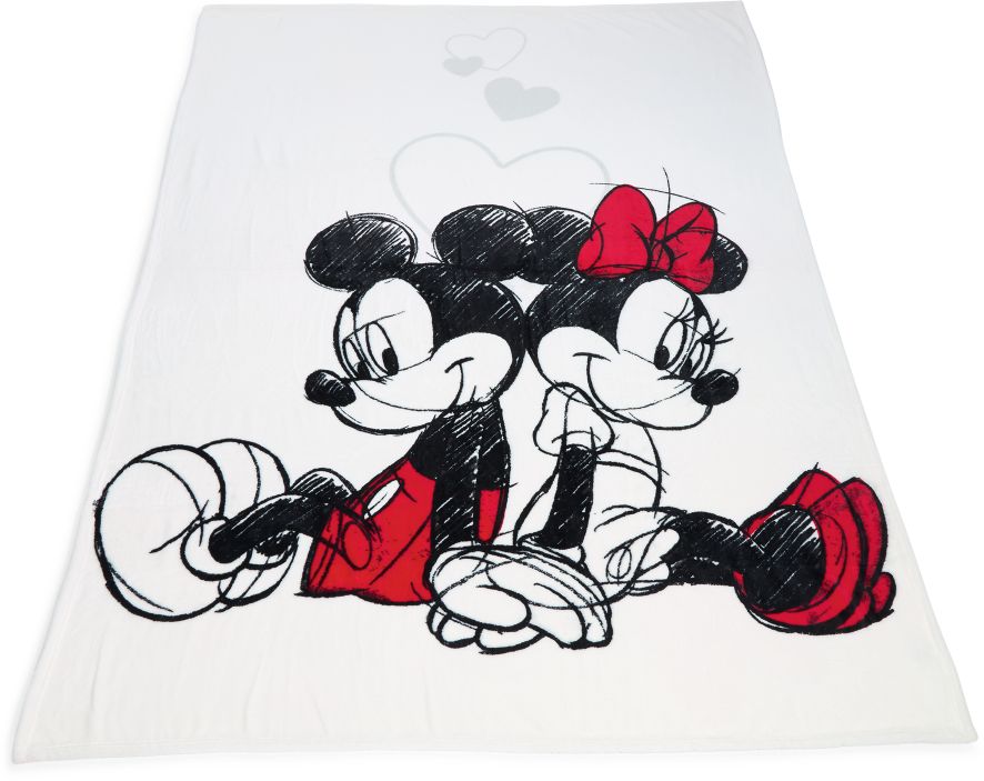 Fleecedecke - Mickey Minnie wei&szlig; - Bild 1