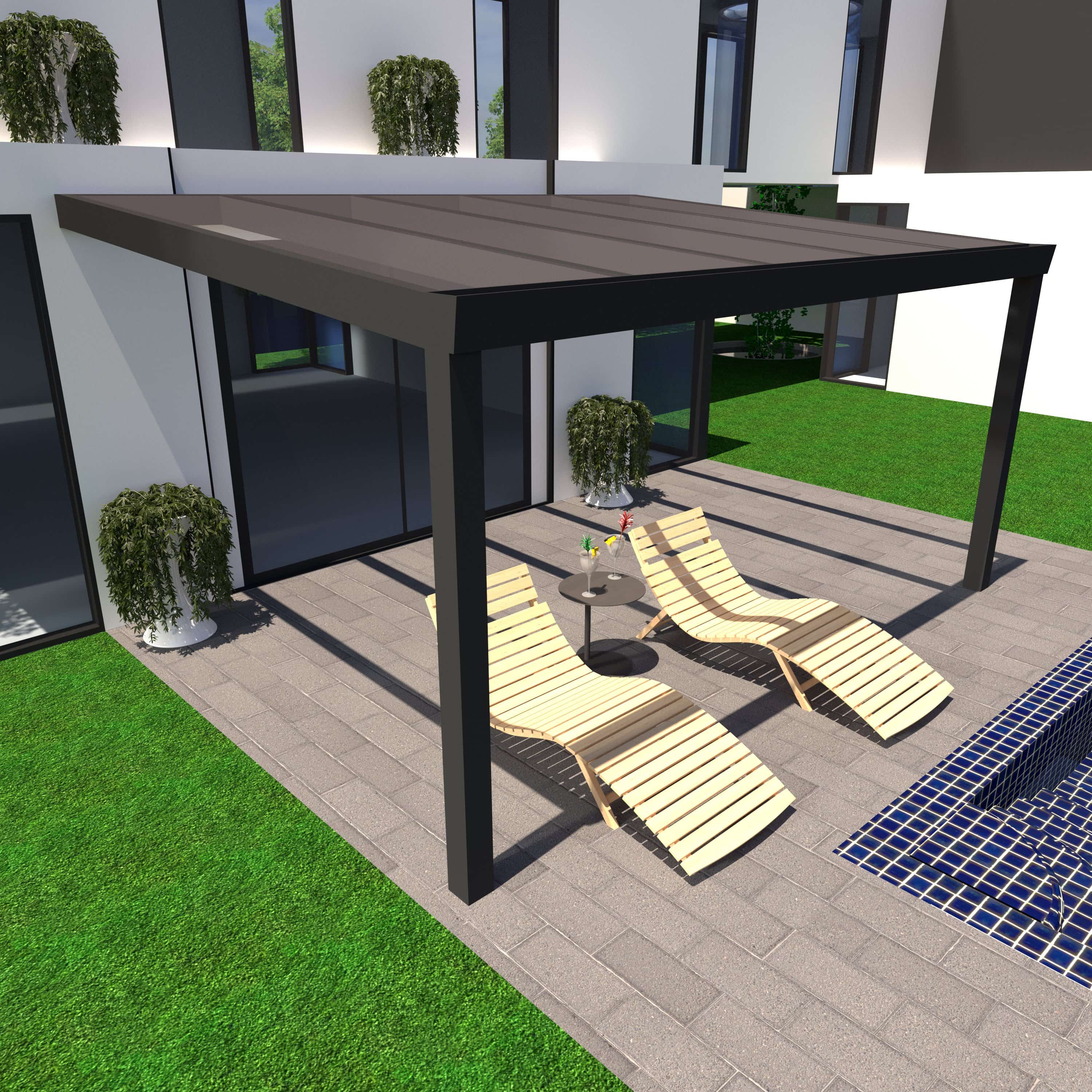 Schweng Terrassen&uuml;berdachung S400, 16mm Polycarbonat, Anthrazit, 5,06m x 3,05m - Bild 1