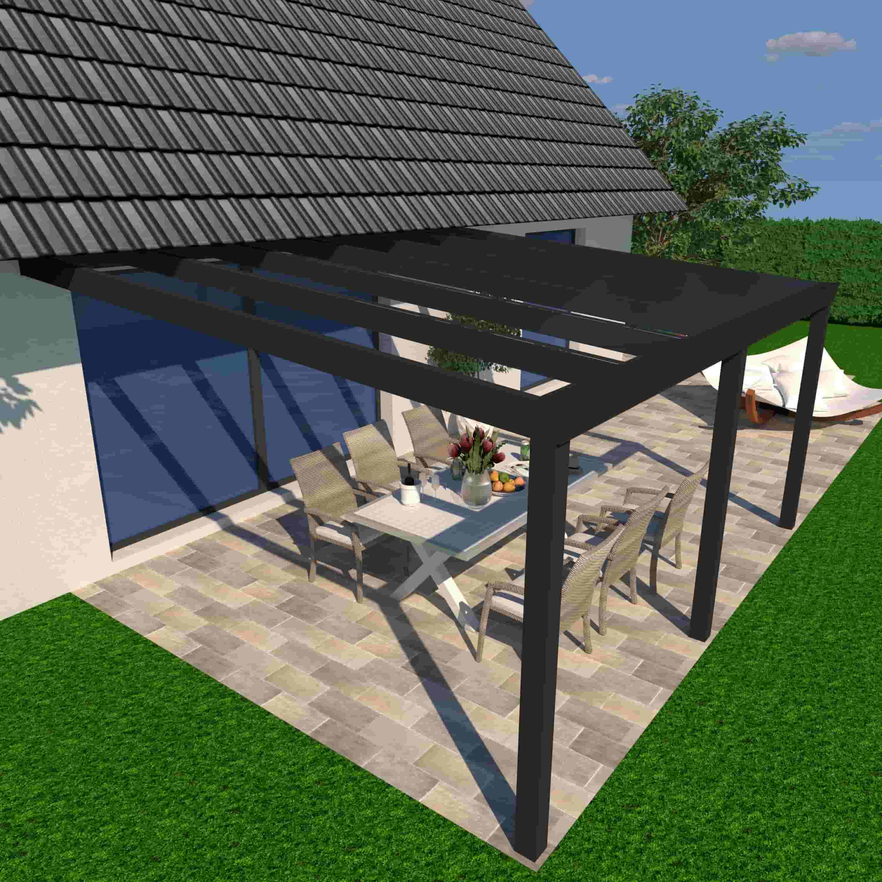 Schweng Terrassen&uuml;berdachung S350, 16mm Polycarbonat, Anthrazit, 5,06m x 3,05m - Bild 1