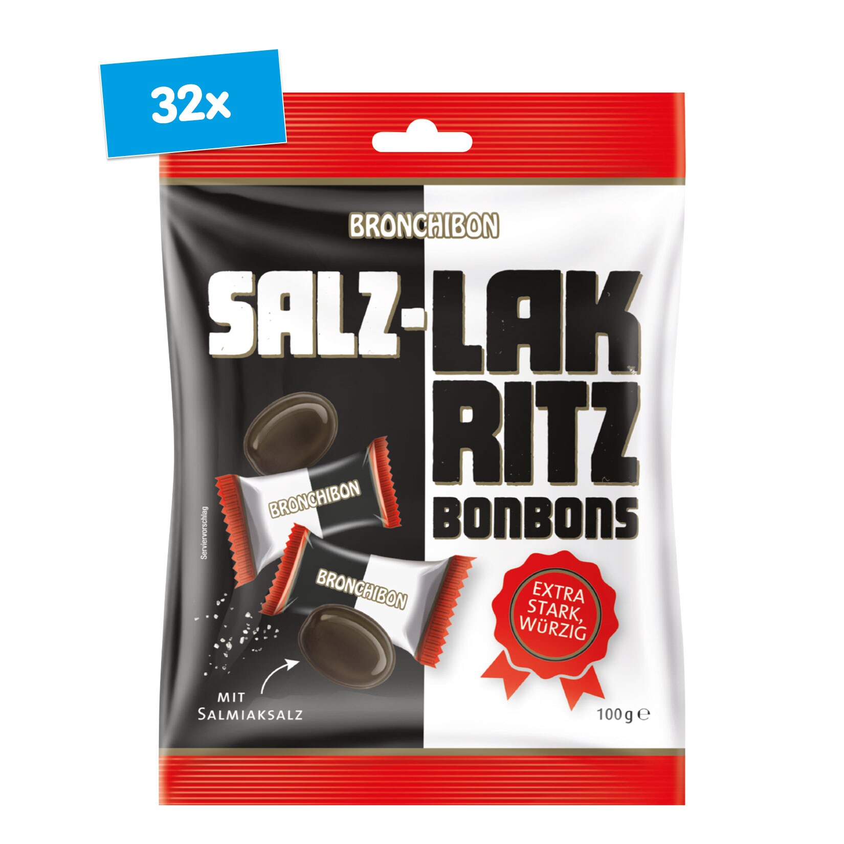 Bronchibon Salz-Lakritz Bonbons 100 g, 32er Pack - Bild 1