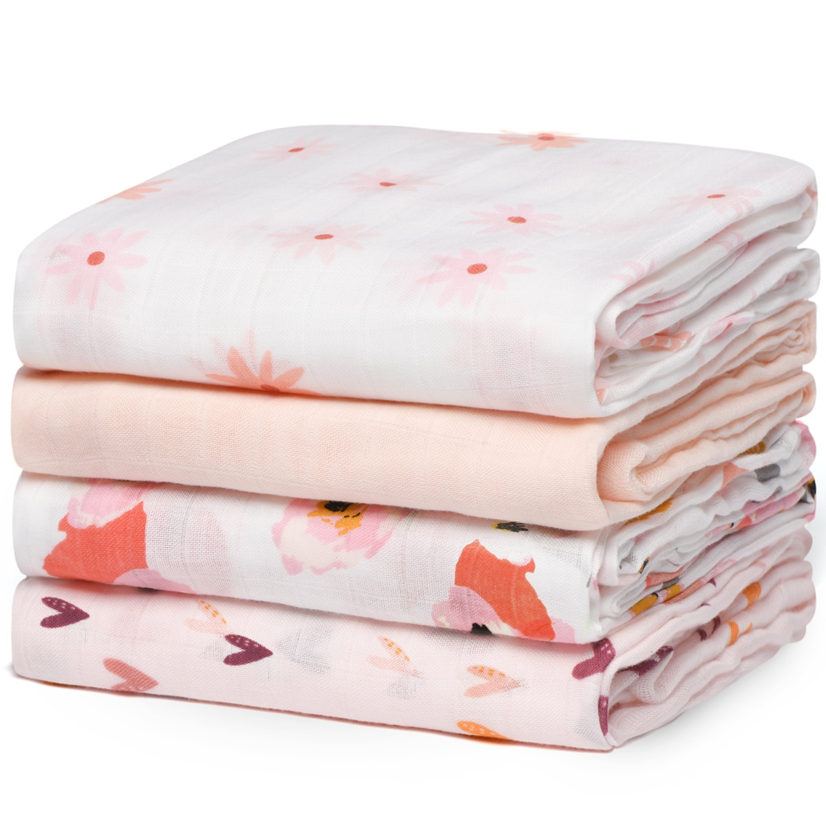 Momcozy Muslin Swaddle Blanket  Babytuch 4 Pack bedruckt - Bild 1