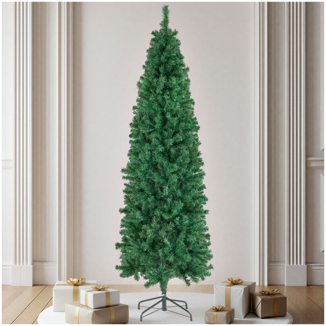 tectake® Weihnachtsbaum, verschiedene Größen, künstlich in Grün, mit dichten Nadeln, formbar mit viel Volumen, pulverbeschichteter Metallständer mit Kunststoffkappen
