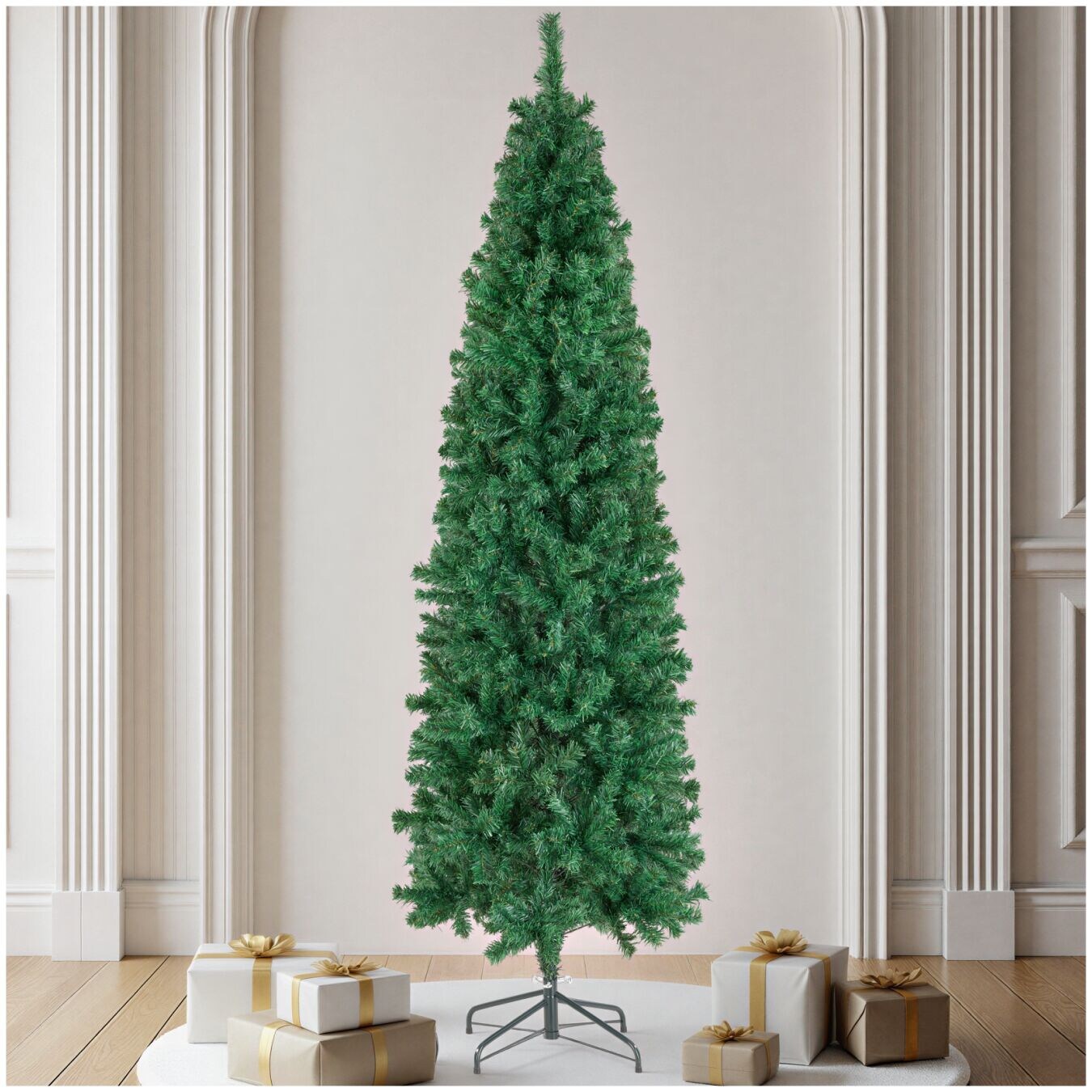 tectake® Weihnachtsbaum, verschiedene Größen, künstlich in Grün, mit dichten Nadeln, formbar mit viel Volumen, pulverbeschichteter Metallständer mit Kunststoffkappen