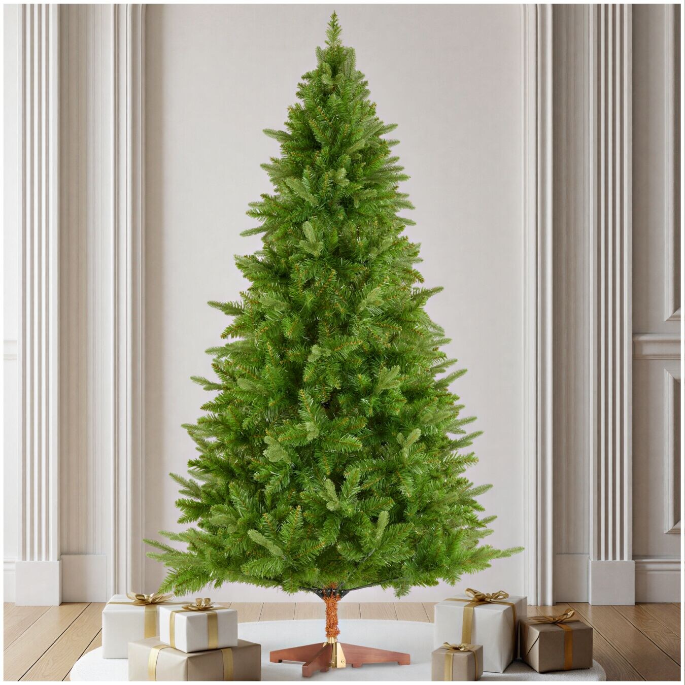 tectake® Weihnachtsbaum , verschiedene Größen, künstlich in Grün, PVC- und Spritzgussnadeln, formbar mit viel Volumen, klappbarer Baumständer aus Holz