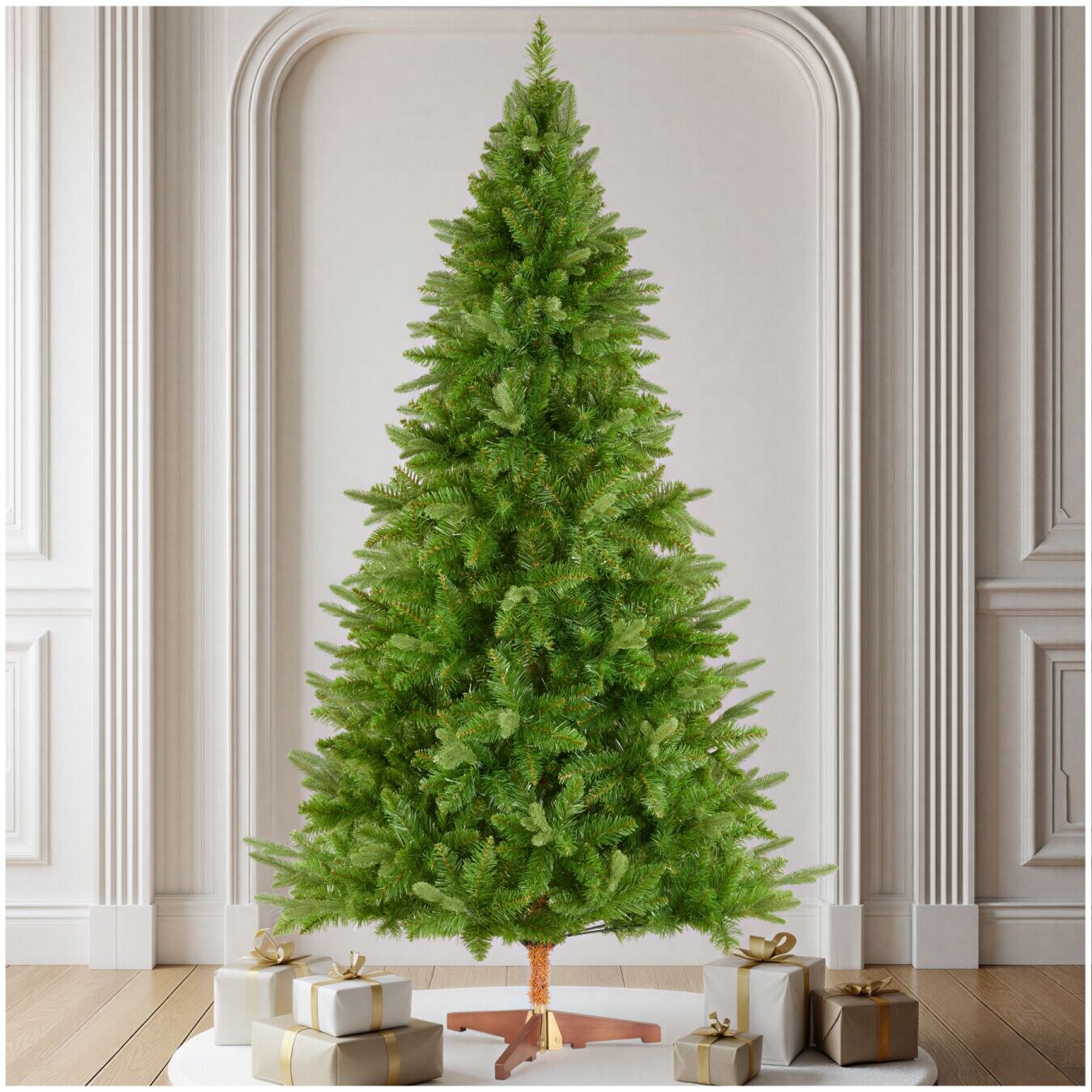 tectake® Weihnachtsbaum , verschiedene Größen, künstlich in Grün, PVC- und Spritzgussnadeln, formbar mit viel Volumen, klappbarer Baumständer aus Holz