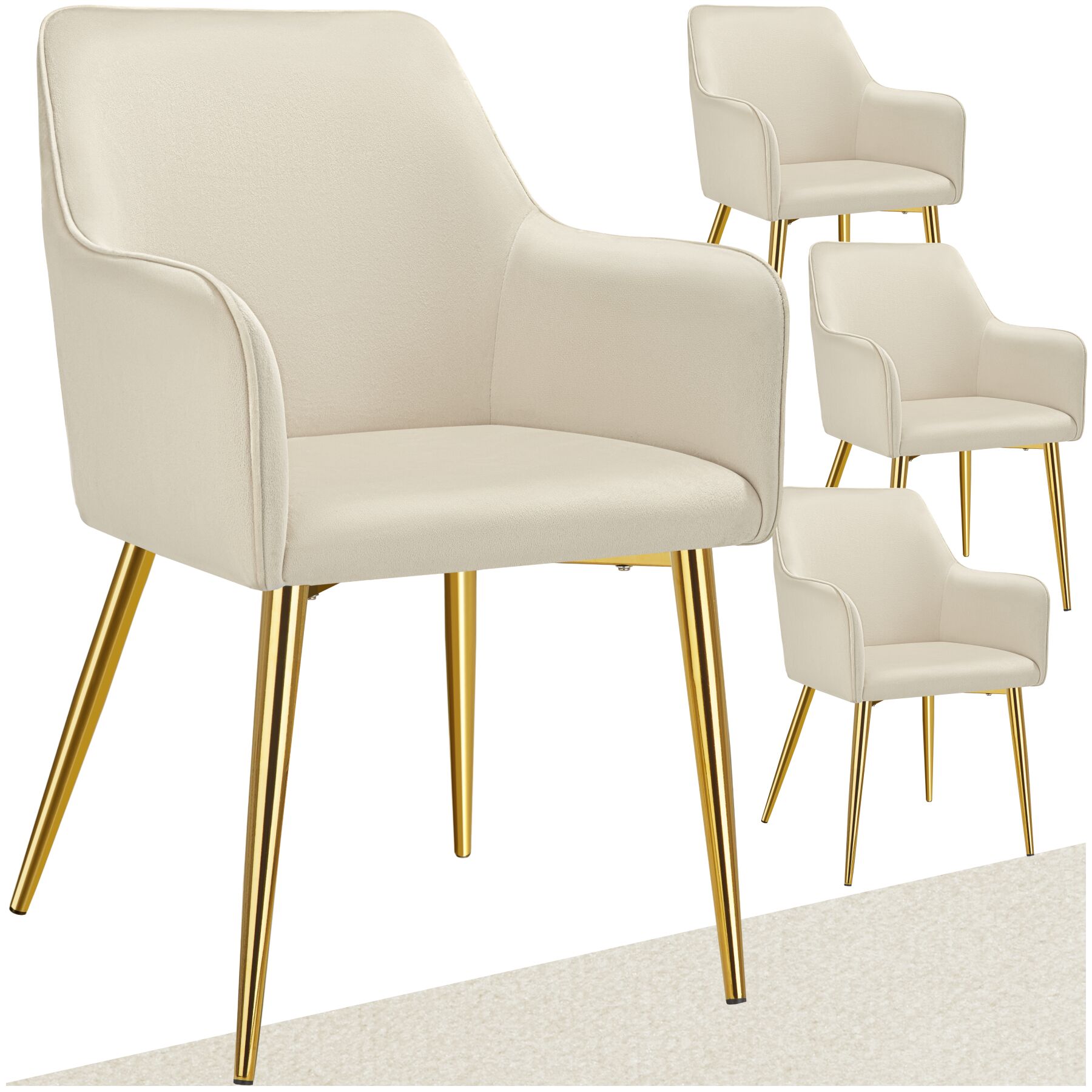 tectake&reg; Armlehnstuhl, in Samtoptik, gepolstert, schlanke, pulverbeschichtete Stahlbeine, 55 x 63,5 x 86,5 cm - Bild 1