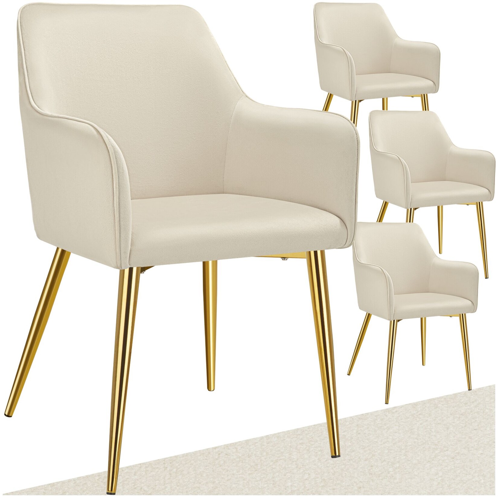 tectake® Armlehnstuhl, in Samtoptik, gepolstert, schlanke, pulverbeschichtete Stahlbeine, 55 x 63,5 x 86,5 cm | 04061173267443